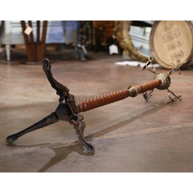 Brass Early 20th Century French Walnut and Brass Barley-Twist Hall Tree For Sale - Image 8 of 8