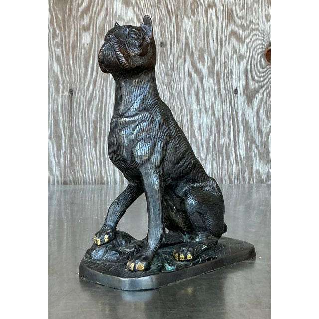 Vintage Boho Patinated Metal Dog For Sale - Image 9 of 11