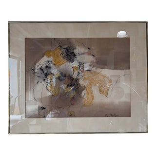 1970s C. G. Jackson Expressionist Abstract Oil Pastel Painting, Framed For Sale