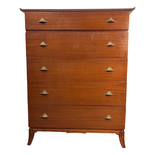 Mid 20th Century Chinoiserie "Pagoda" Highboy Dresser by R-Way For Sale