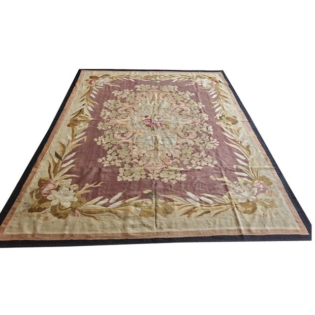 19th Century Floral French Antique European Aubusson Napoleon III Carpet Rug For Sale In New York - Image 6 of 9