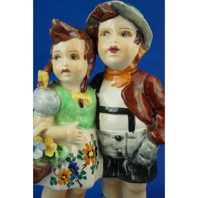 Ceramic Sculpture of a Couple of Children by Teodoro Sebelin, Nove Bassano, Italy, 1930s For Sale - Image 13 of 18