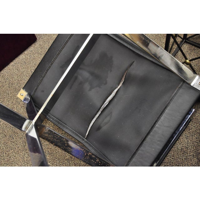 Vintage Alessandro Albrizzi Italy Mid Century Modern Chrome Director Chair Pair For Sale - Image 18 of 18