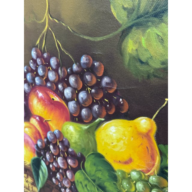 Mid 20th Century Mid 20th Century Still Life Fruit Basket Framed Painting For Sale - Image 5 of 12