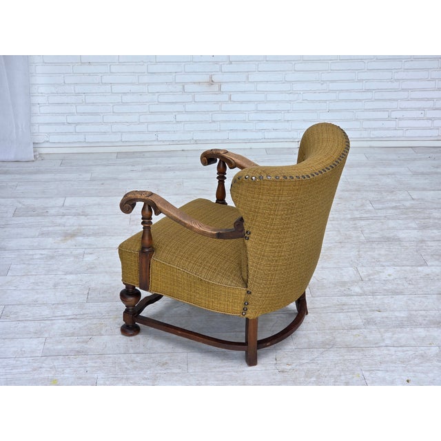 Danish Armchair in Green Furniture Wool and Oak Wood, 1960s For Sale - Image 14 of 18