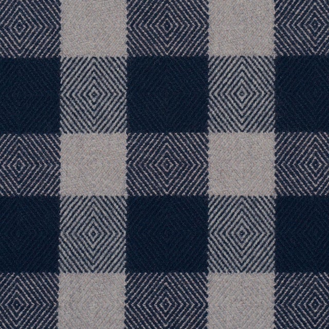 American Sample - Schumacher Galt Wool Check Fabric In Indigo For Sale - Image 3 of 5