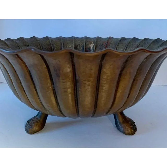 A monumental Igidio Casagrande Italian hammered footed bowl in brass. A rare and handsome bowl patinated to perfection....