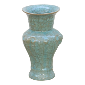 Antique Chinese Crackle Blue Glaze Vase
