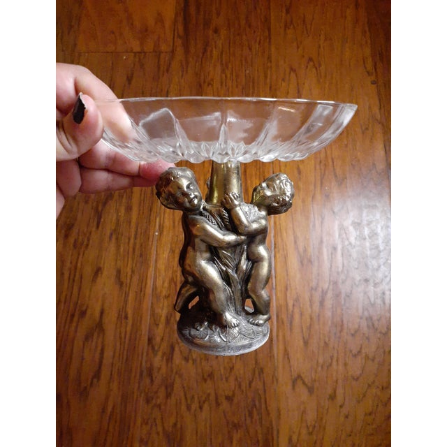 1960s 1960s Art Nouveau Brass Cherub Pedestal Trinket Bowl For Sale - Image 5 of 9