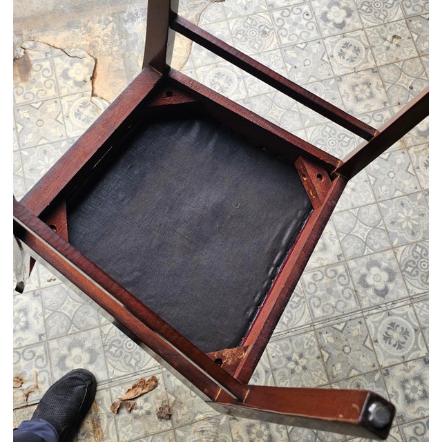 Mid 20th Century Pair American Mahogany and Needlepoint Upholstered Chairs For Sale - Image 11 of 11