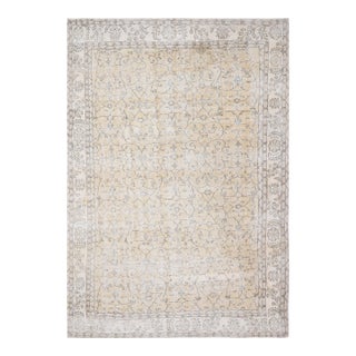 1970s Vintage Turkish Handmade Wool Cotton Beige Area Rug For Sale