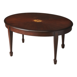 Clayton Oval Wood Coffee Table, Dark Brown