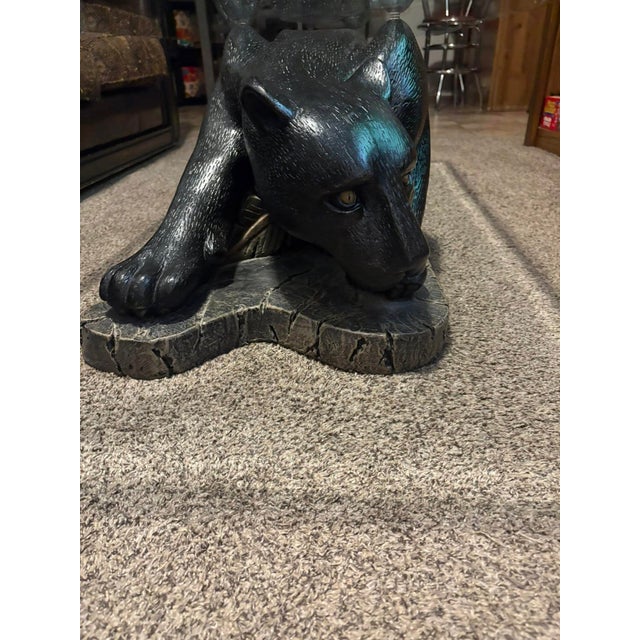 1990s Black Panther Table With Beveled Glass Top, C. 1993 For Sale - Image 5 of 12