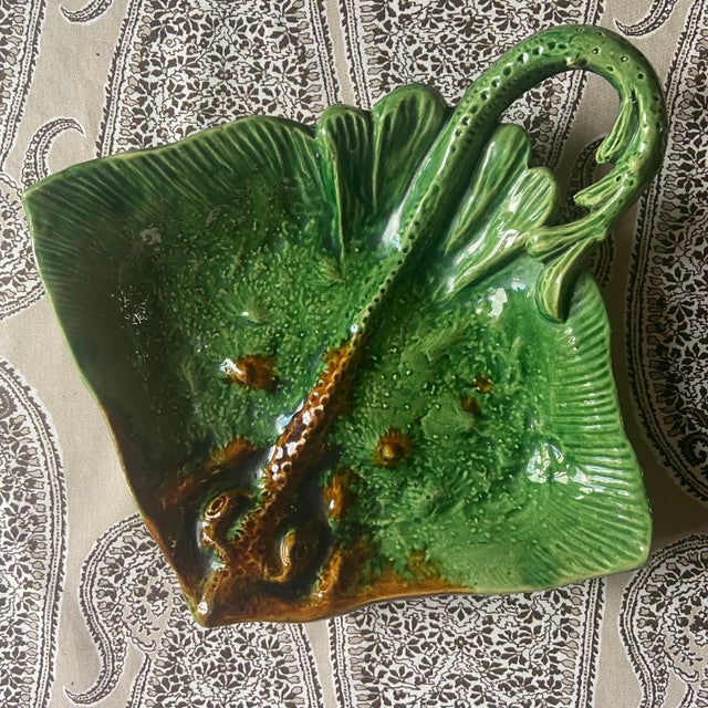 Vintage French Majolica Manta Ray Dish Platter, 1960 For Sale - Image 10 of 10