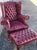 Animal Skin Vintage Carolina Leather House Oxblood Tufted Chesterfield Sofa, Wingback Chair & Ottoman - 3 Piece Set For Sale - Image 7 of 18
