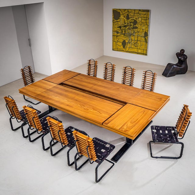 Conference Table with Chairs, Rome, 1960s, Set of 11 For Sale - Image 12 of 18