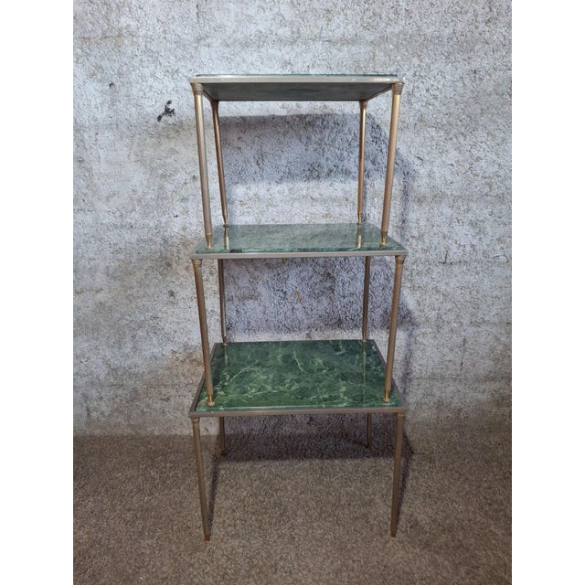 Nesting Tables in Green Marble and Metal, 1960s, Set of 3 For Sale - Image 12 of 13