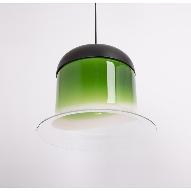 Large Green White Glass Pendant Light from Peill and Putzler, Germany, 1970s For Sale - Image 11 of 12