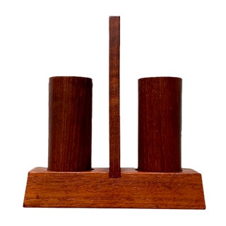 Mid-Century Italian Teak Pepper and Salt Shaker from Anri Form, Italy, Set of 3 For Sale