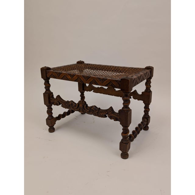 Wood Antique Carved Walnut Stool For Sale - Image 7 of 9