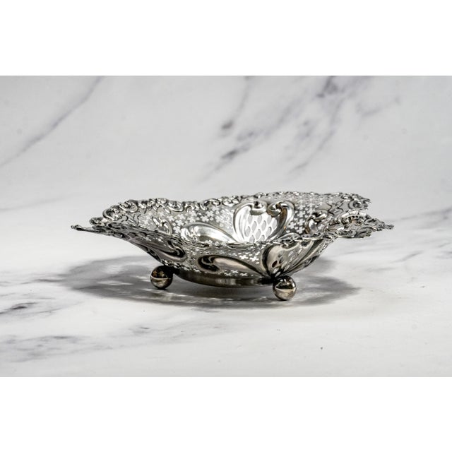 Silver Repoussé Pierced Jewelry Tray Antique Gorham Sterling Silver Heart Catchall Dish Luxury Home Decor For Sale - Image 8 of 13