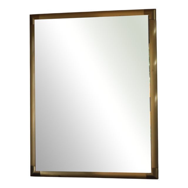 Vintage Brass Mirror in the style of Tommaso Barbi, 1970s For Sale