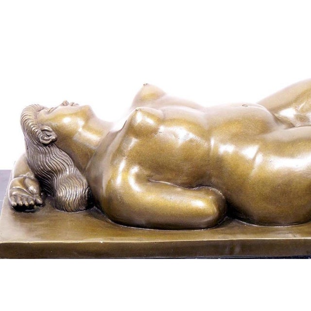 Reclining Nude Woman Sculpture, 20th Century, Bronze For Sale - Image 5 of 8