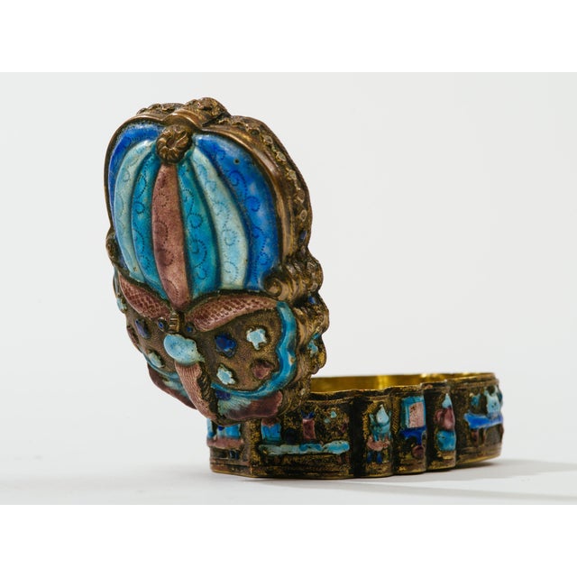 Metal Antique Chinese Champlevé Enamel Scarab Jewelry Box For Sale - Image 7 of 10