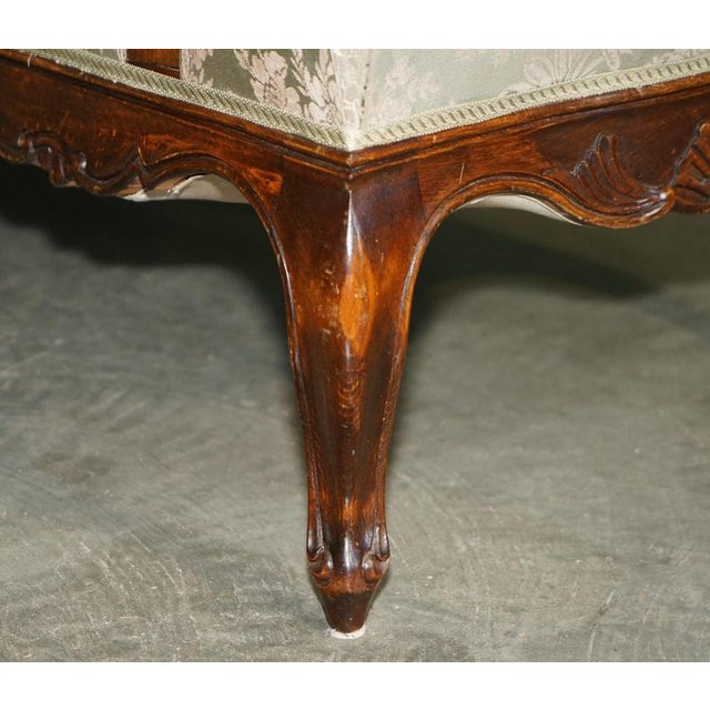 Antique French Walnut Armchairs with Silk Damask, 1880s, Set of 2 For Sale - Image 16 of 18