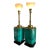 Pair of Stiffel Mid-Century Turquoise Jade Lamps W/ Antique Brass Hardware & Milk Glass Shades, Designed by Edwin Cole, Provenance the Broadmoor Hotel For Sale