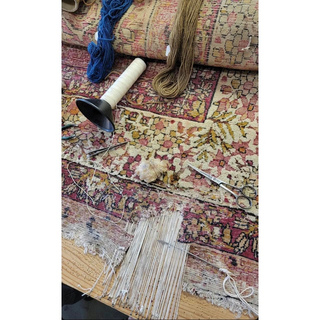 Name: HIGH-END Antique Persian Kermanshah with Gorgeous Center Medallion with Flowing and Dancing Vines throughout Size: ~...