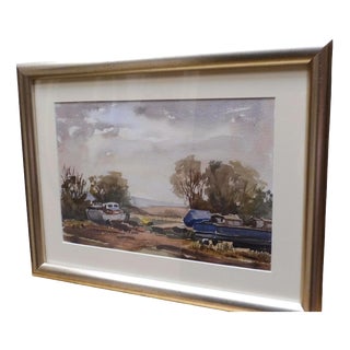 Ronald Birch, the Boat Yard at Low Tide, 1973, Watercolour Painting For Sale
