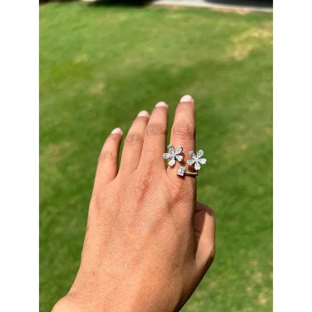 This is part of Chairish’s Fine Jewelry assortment. Designer Stunning Diamond Floral Ring For Women Set in 18K Gold...