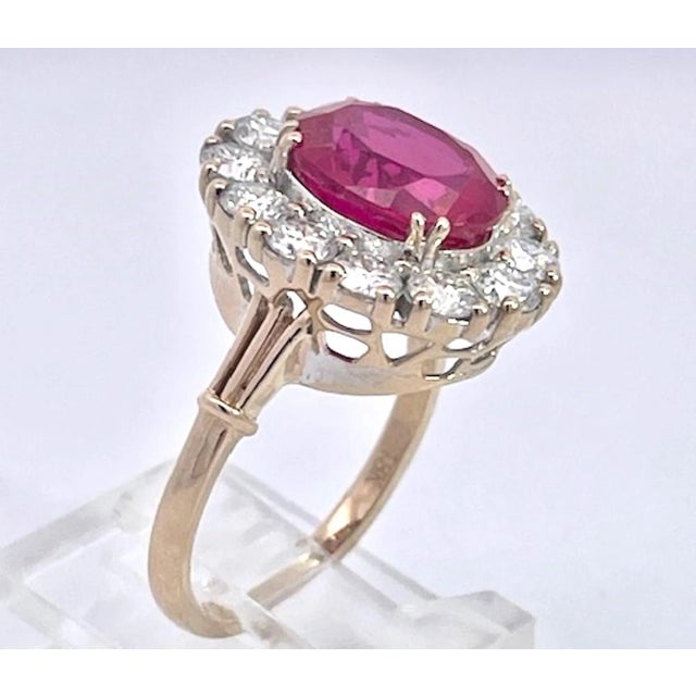 1950s 18k Yellow Gold Ruby Diamond Ring, Size 6 For Sale - Image 9 of 12