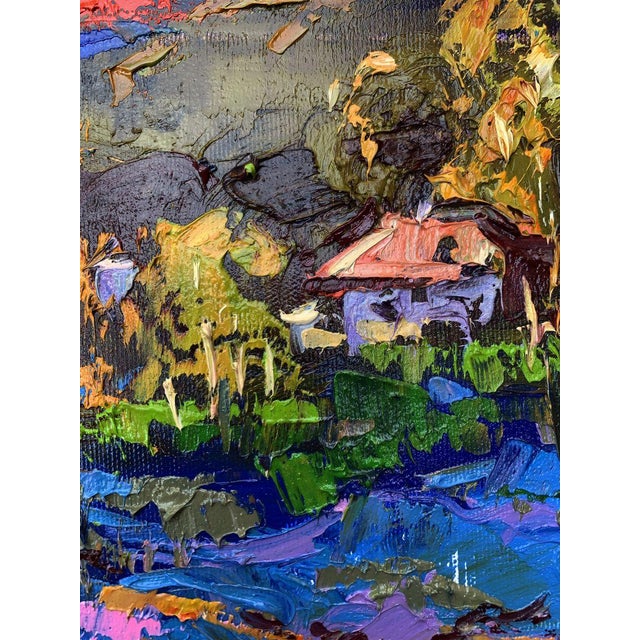Textile Oil Painting Night Has Come Oleksiy Ivanyuk For Sale - Image 7 of 12