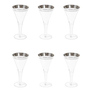 Set of Six Silver Gilt Rimmed Martini Glasses by Dorothy Thorpe For Sale