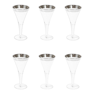 Set of Six Silver Gilt Rimmed Martini Glasses by Dorothy Thorpe