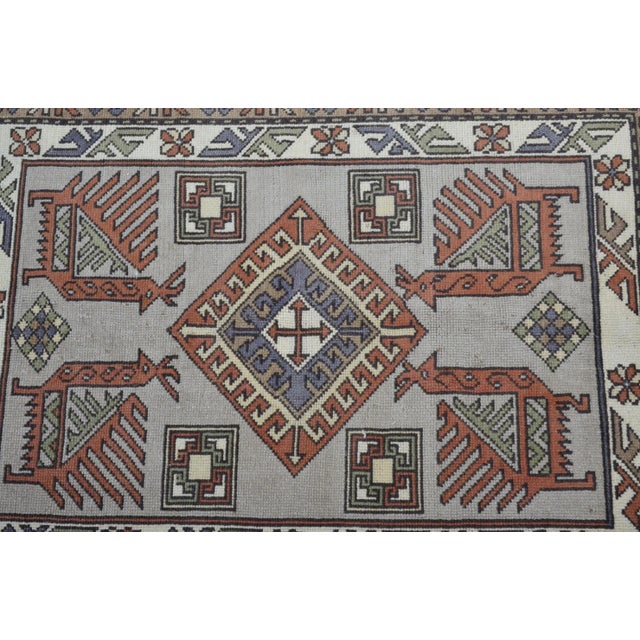 1960s Abstract Design Wool Faded Floor Rug For Sale In Phoenix - Image 6 of 11