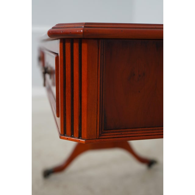 English Leather Top Yew Wood Writing Desk For Sale - Image 14 of 17