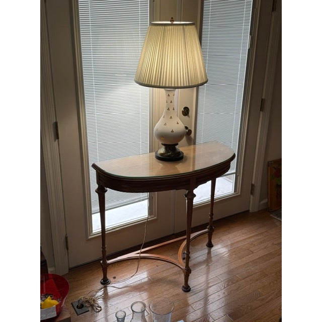 French Early 20th Century Demilune Console Table For Sale - Image 3 of 8