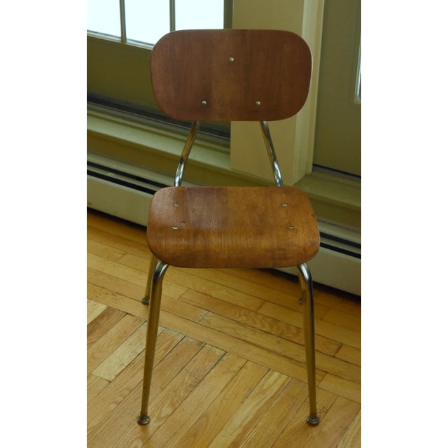 Mid-Century Modern Vintage Mid Century Bent Wood and Metal Side Chair For Sale - Image 3 of 7
