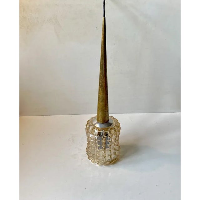 1960s Scandinavian Modern Hanging Lamp in Crystal Glass and Brass, 1960s For Sale - Image 5 of 5