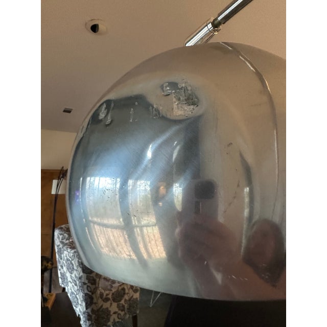 Mid 20th Century Vintage Mid-Century Modern Chrome Silver Arc Floor Lamp Eyeball Orb Globe For Sale - Image 5 of 11