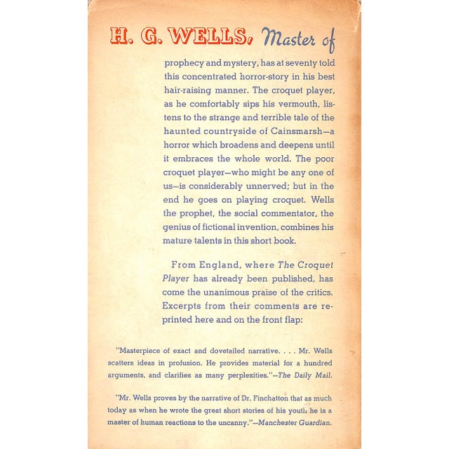 WELLS, H.G. [98] pp. The Viking Press 1937 8 1/2" x 5 1/2" Jacket designed by Martinot With illustrations by Clifton Line...