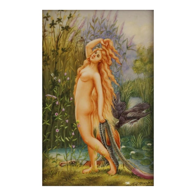 Vintage Framed Hand Painted Kpm Style Porcelain - Artist Signed For Sale