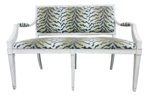 Milling Road for Baker French Empire Settee Designed by Darryl Carter