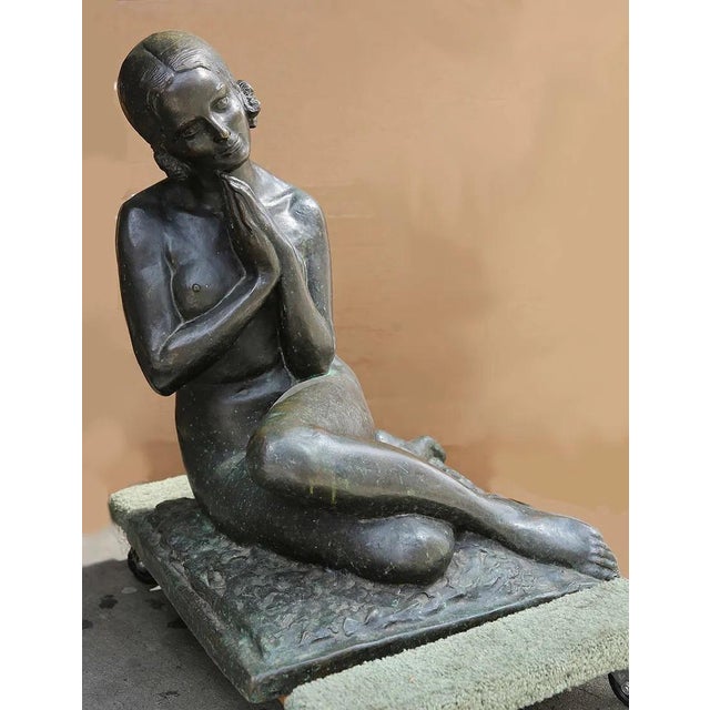 Mid 20th Century Nude Seated Girl - Leonida Bronze For Sale In New York - Image 6 of 8