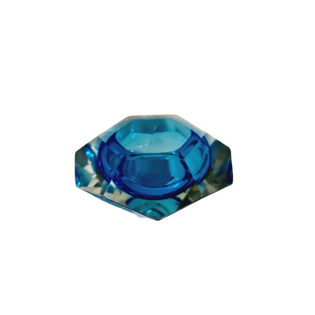 Mid-Century Blue Crystal Glass Bowl, 1960s For Sale