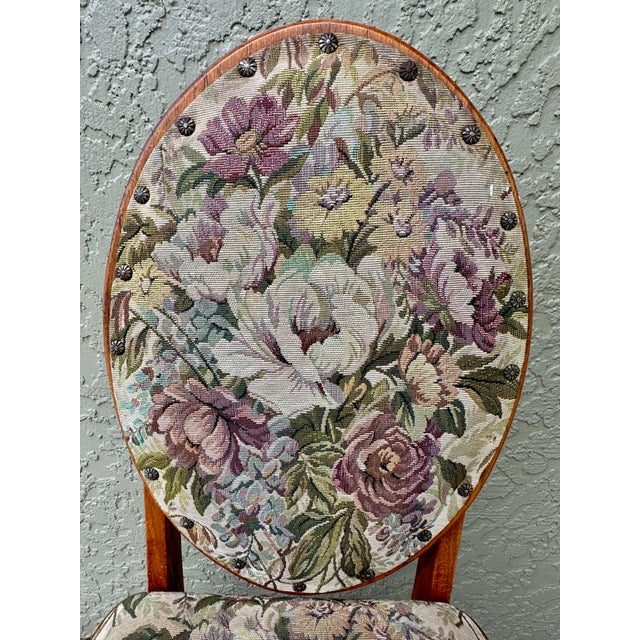 Vintage 1993 Handmade Solid Oak Cushioned Vanity Chair For Sale - Image 11 of 12