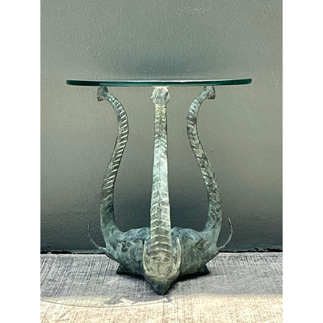 Vintage Verdigris Elephants Side Table For Sale - Image 12 of 12